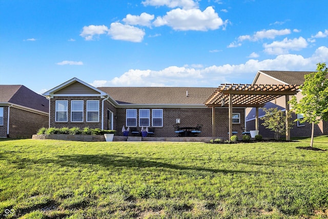 6153 Dugan Dr, Whitestown, IN 46075 - back of property with a pergola, a yard, and brick siding