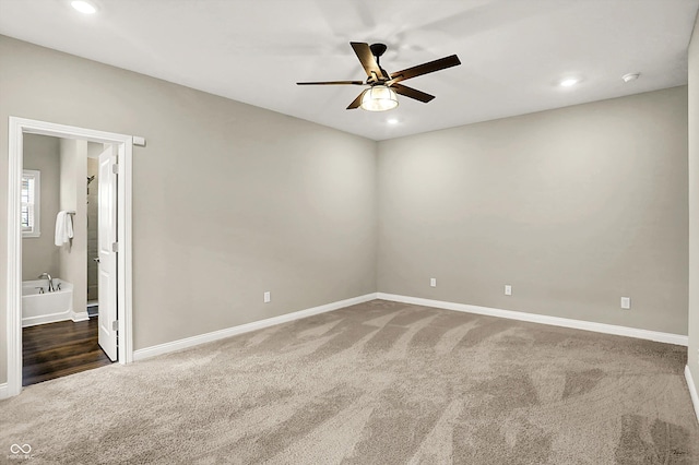 6153 Dugan Dr, Whitestown, IN 46075 - unfurnished room featuring carpet floors, ceiling fan, baseboards, and recessed lighting