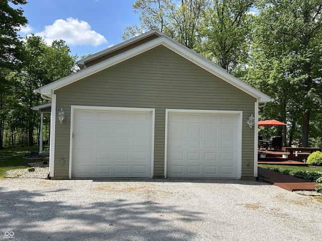 view of detached garage