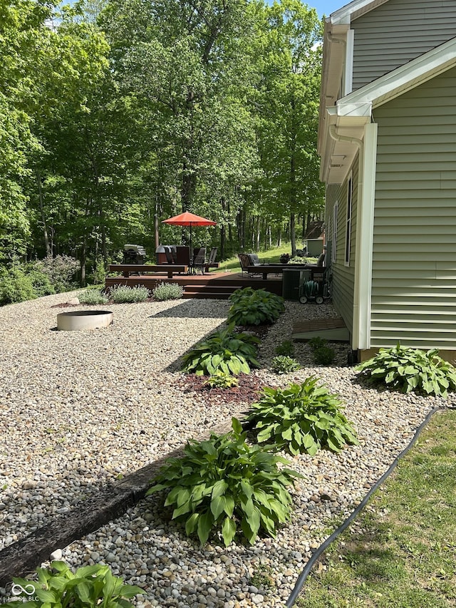 view of yard featuring a deck