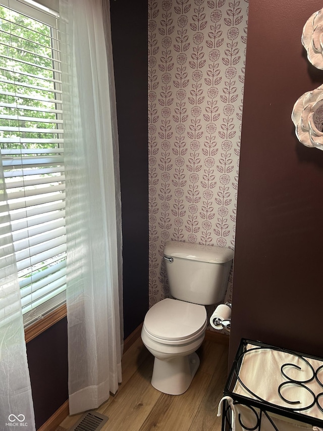 bathroom featuring toilet and wood finished floors