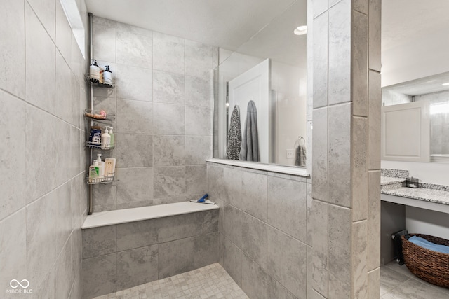 1289 Sunset Blvd, Avon, IN 46123 - bathroom featuring walk in shower and tile walls