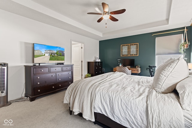 1289 Sunset Blvd, Avon, IN 46123 - bedroom featuring carpet floors, a tray ceiling, and ceiling fan