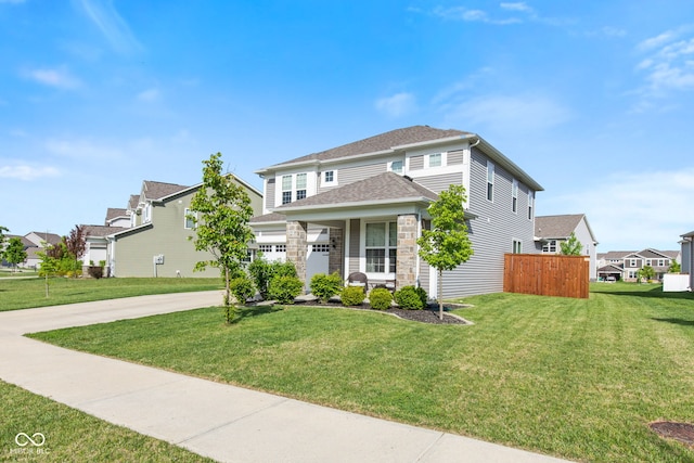 1289 Sunset Blvd, Avon, IN 46123 - traditional home with concrete driveway, a residential view, an attached garage, and roof with shingles