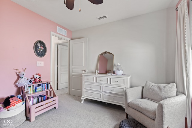 1289 Sunset Blvd, Avon, IN 46123 - living area with light colored carpet and ceiling fan