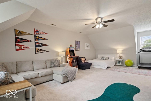2405 N Park Ave, Indianapolis, IN 46205 - carpeted bedroom with vaulted ceiling and a ceiling fan