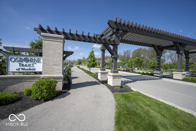 view of property's community with a pergola