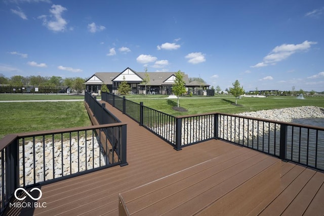 deck with a gazebo and a yard