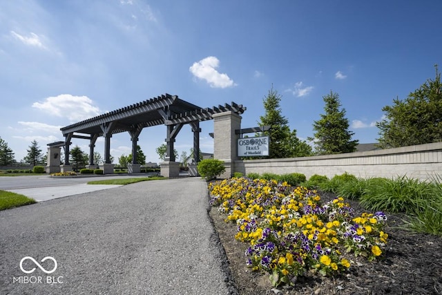 view of community featuring a pergola