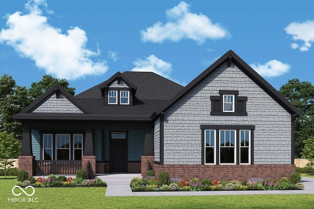 11467 Selsey Rd, Fishers, IN 46040 - craftsman house with a front lawn, covered porch, and brick siding