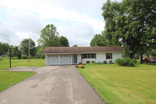 2237 W 100 N, Greenfield, IN 46140 - single story home with a garage, asphalt driveway, and a front lawn