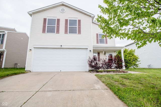 1404 Norton Dr, Greenwood, IN 46143 - traditional-style home featuring an attached garage, concrete driveway, and a front lawn