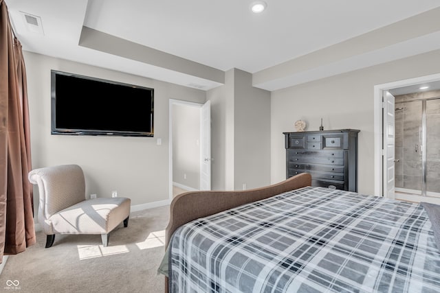 3546 Brampton Ln, Westfield, IN 46074 - bedroom featuring light carpet, recessed lighting, baseboards, and ensuite bath