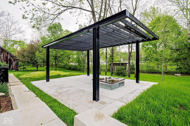 view of patio / terrace featuring a pergola