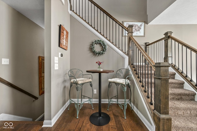 863 N Park Trail Dr, Carmel, IN 46032 - staircase with wood finished floors and baseboards