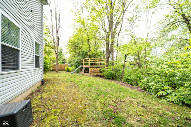 1334 Legacy Ct, Indianapolis, IN 46234 - view of yard with fence, a deck, and stairs