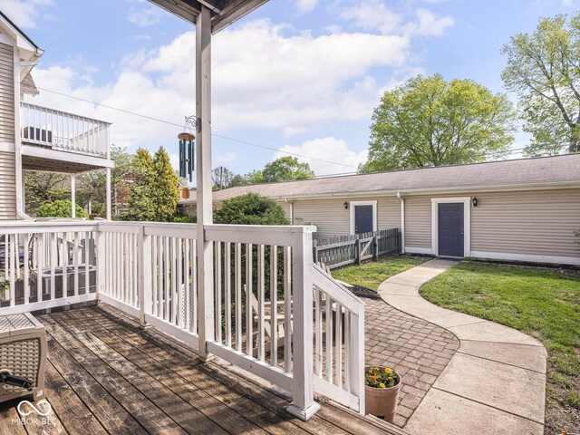 deck featuring fence