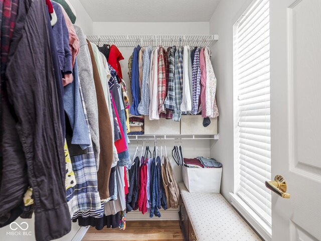 spacious closet with wood finished floors