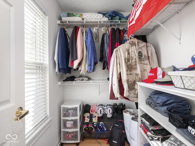 spacious closet with wood finished floors