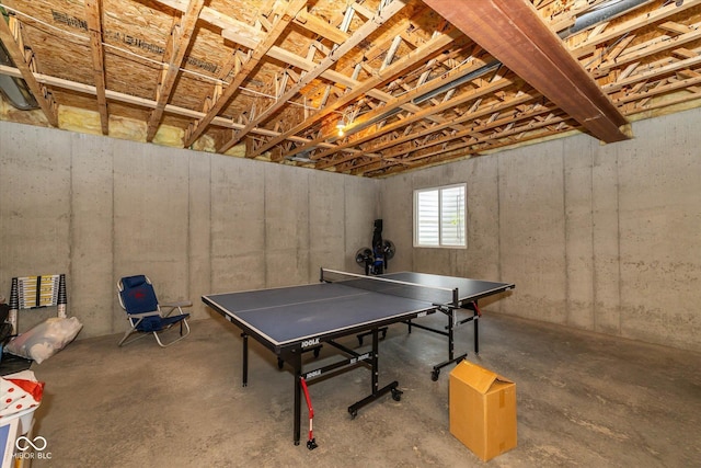 14018 Powder Dr, Carmel, IN 46033 - game room with unfinished concrete floors