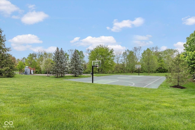 14018 Powder Dr, Carmel, IN 46033 - view of basketball court with community basketball court and a lawn