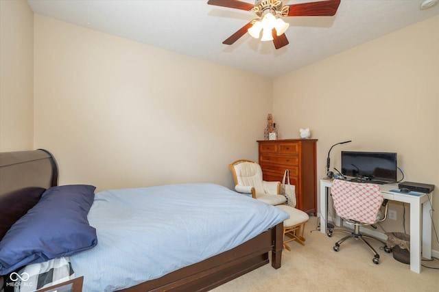 14018 Powder Dr, Carmel, IN 46033 - bedroom featuring light carpet and a ceiling fan
