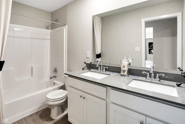 1075 Marston Ln, Avon, IN 46123 - bathroom featuring toilet, washtub / shower combination, and double vanity