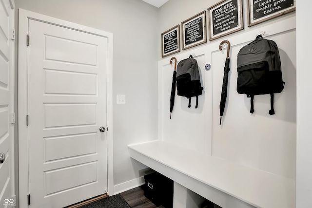 1075 Marston Ln, Avon, IN 46123 - mudroom featuring baseboards and dark wood-style flooring
