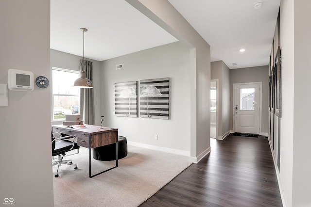 1075 Marston Ln, Avon, IN 46123 - office space with dark wood-type flooring, plenty of natural light, baseboards, and recessed lighting