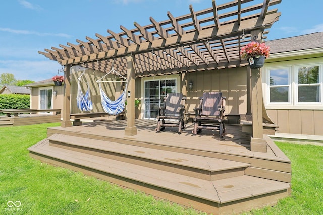 4732 Ferguson Rd, Indianapolis, IN 46239 - deck featuring a pergola and a yard