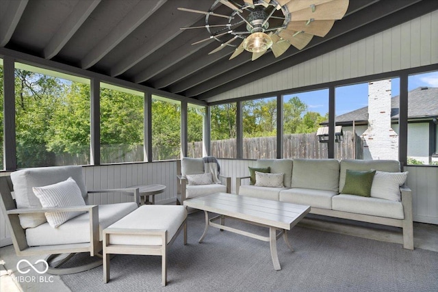 10444 Collingswood Ln, Fishers, IN 46037 - sunroom featuring an outdoor living space, healthy amount of natural light, and ceiling fan