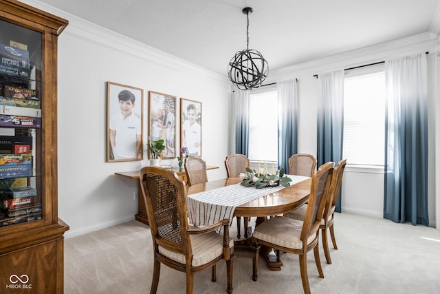4956 Waterside Cir, Carmel, IN 46033 - dining space with light carpet, crown molding, plenty of natural light, and baseboards