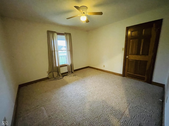 4706 W Old Trail Rd, Knightstown, IN 46148 - unfurnished room featuring ceiling fan, light colored carpet, and baseboards
