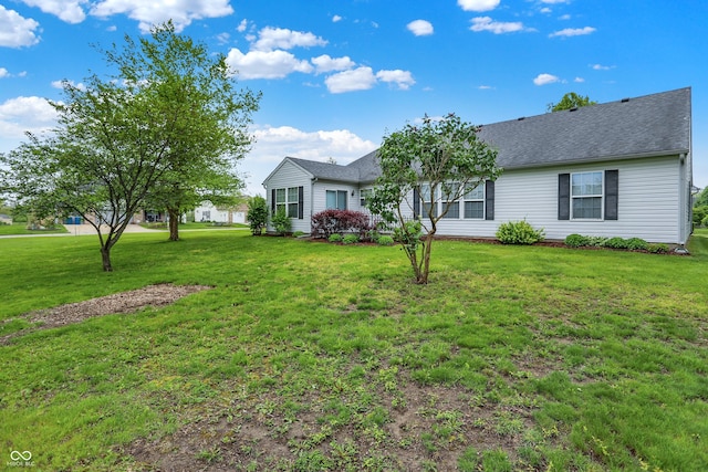 7156 Chemistry Ct, Indianapolis, IN 46239 - ranch-style house with a front yard and roof with shingles