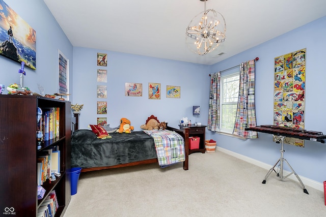 14003 Grannan Ln, Carmel, IN 46074 - bedroom with carpet floors, a chandelier, and baseboards