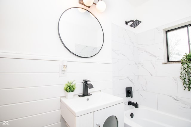 648 Market St, Hope, IN 47246 - bathroom featuring vanity and bathtub / shower combination