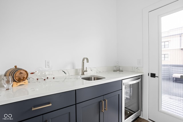 127 Monon Green Blvd, Carmel, IN 46032 - bar area with wine cooler and a sink