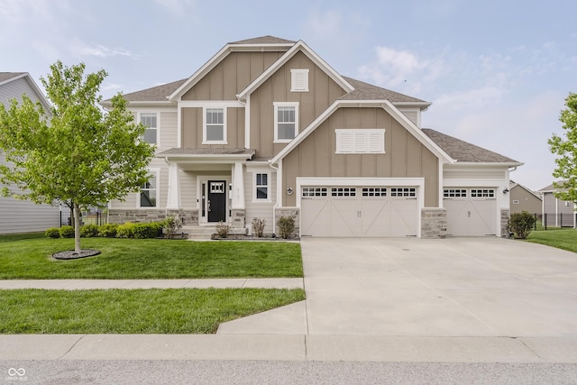 6101 Hardwick Dr, Whitestown, IN 46075 - craftsman inspired home with board and batten siding, stone siding, and a front lawn