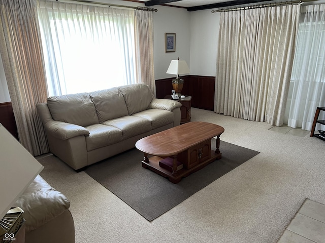 2927 E 8th St, Anderson, IN 46012 - carpeted living area featuring a wainscoted wall