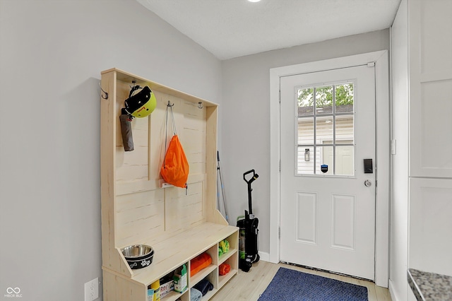 mudroom with light wood-type flooring