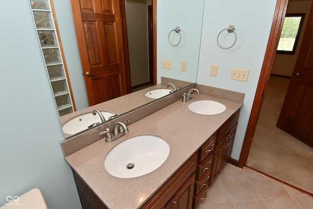 5361 Carnoustie Cir, Avon, IN 46123 - bathroom featuring double vanity, tile patterned flooring, and toilet