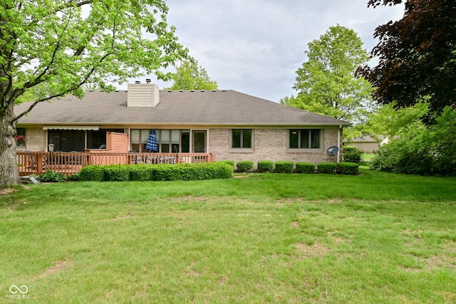 5361 Carnoustie Cir, Avon, IN 46123 - rear view of property with brick siding, a lawn, and a chimney
