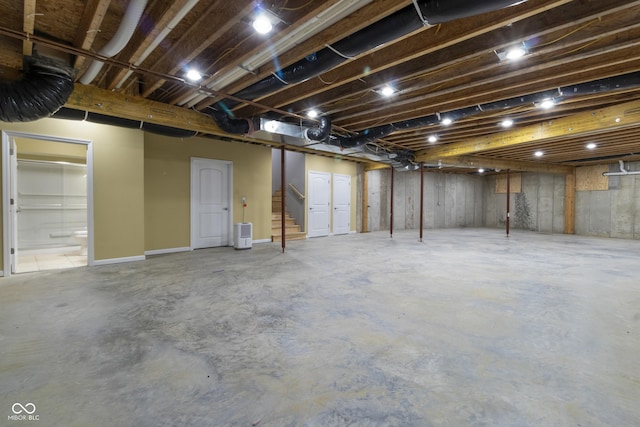 unfinished below grade area with stairway