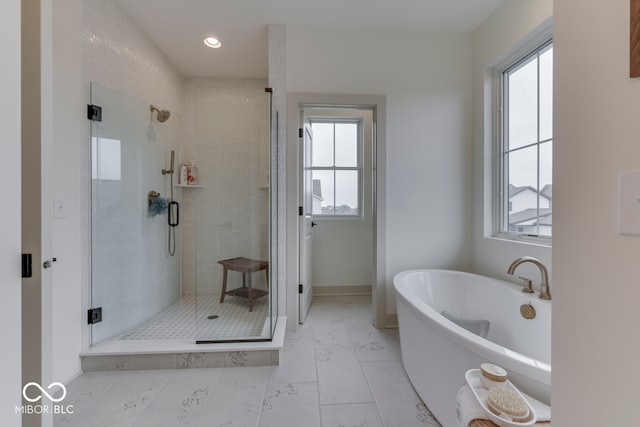 17346 Newton Main St, Westfield, IN 46074 - bathroom featuring healthy amount of natural light, a stall shower, and recessed lighting