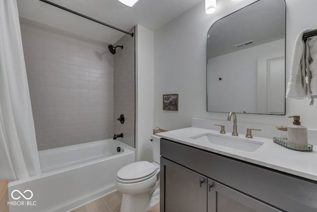 17346 Newton Main St, Westfield, IN 46074 - bathroom featuring shower / bath combo, vanity, toilet, and wood finished floors