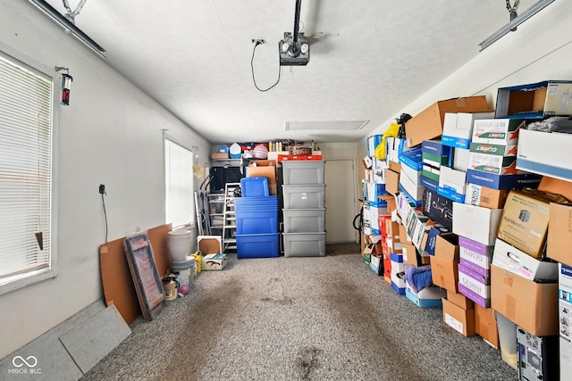 garage with a garage door opener