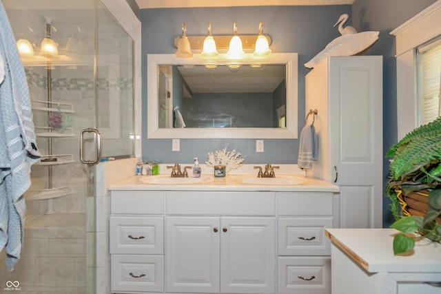 455 E Main St, Danville, IN 46122 - full bathroom with double vanity and a stall shower