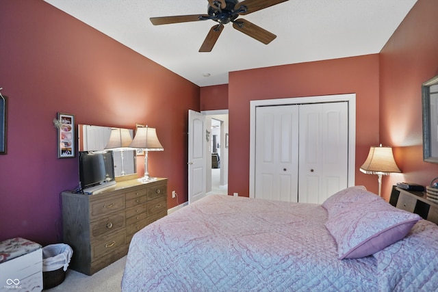 1663 Sweetgum Dr, Greenwood, IN 46143 - carpeted bedroom with a closet and a ceiling fan