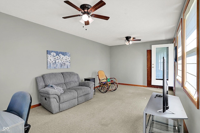 2769 S 800 W, Indianapolis, IN 46239 - living room with ceiling fan, baseboards, and carpet floors