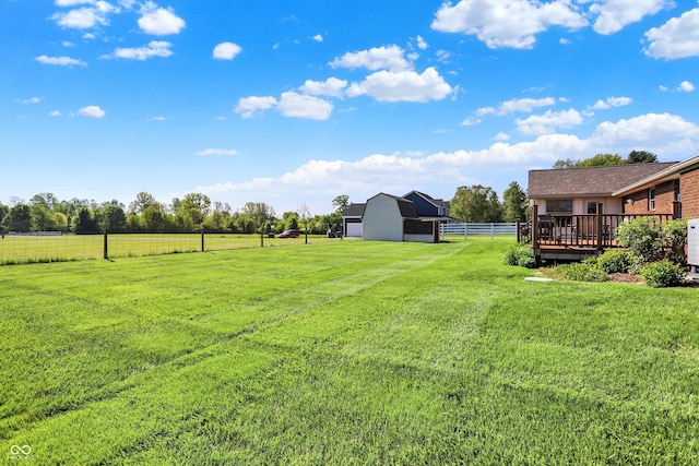 2769 S 800 W, Indianapolis, IN 46239 - view of yard featuring a wooden deck, an outbuilding, and a rural view